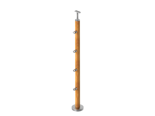 Wooden pole DUB (OAK) D50mm, 4xd12mm, v=90 cm, VK-