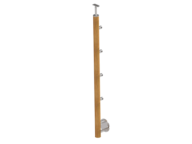 Oak pole D50/4xD12mm, h=90cm, BK-flat surface