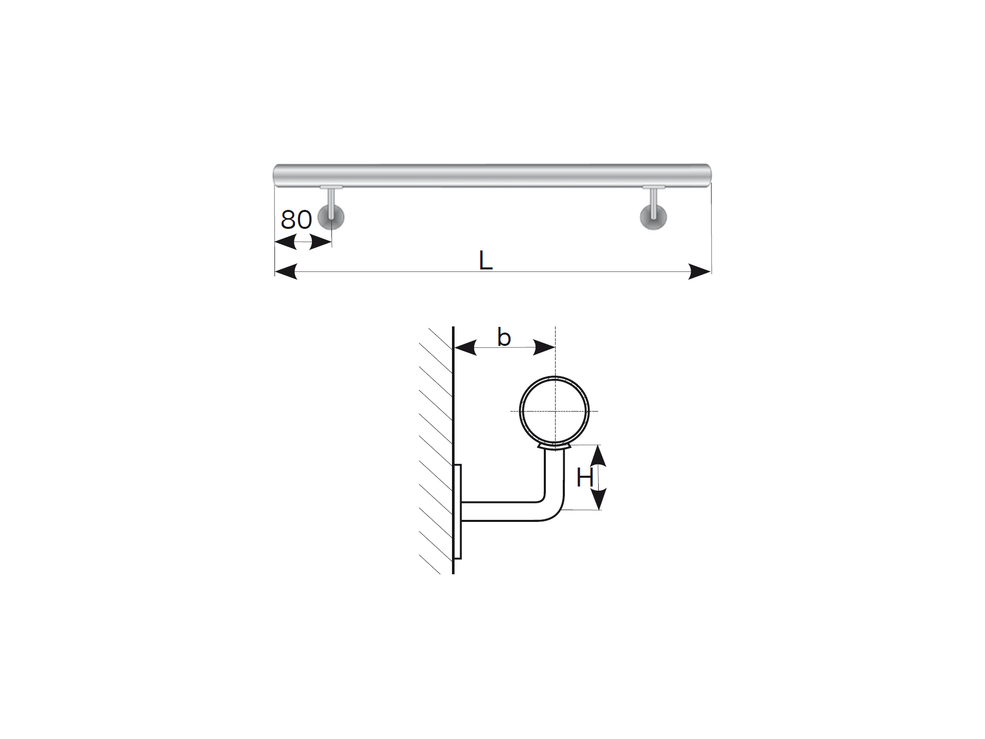 Handrail AISI304, D42,4/L1500mm