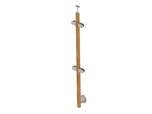 Oak pole D42,4 - 4 clamps, h=100cm, BK - stairs
