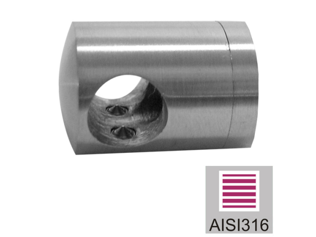Crossbar holder - polished AISI316, 40x40x2/d10mm