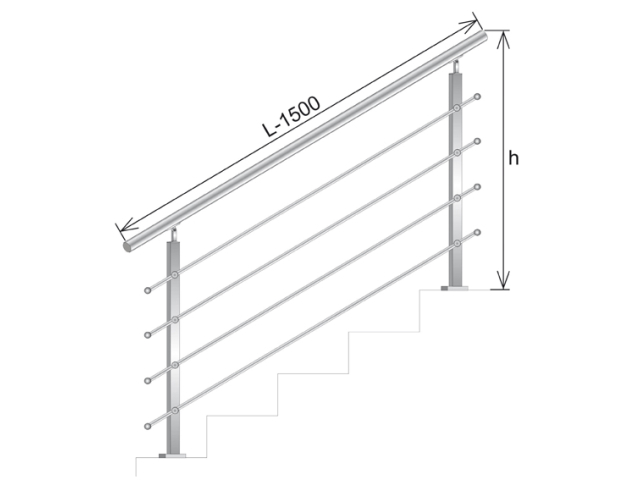 Nerezové zábradlí pro schody, VS AISI304, 40x40x2/