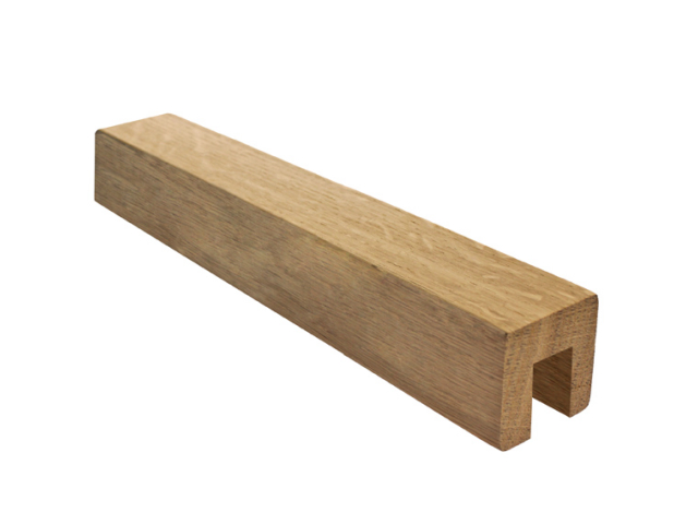 Oak square handrail with plow for glass